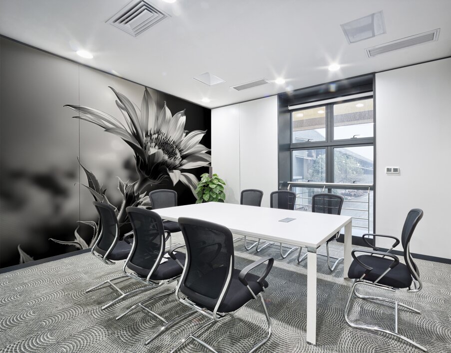 Sunflower Monochrome – Black & White Botanical Study Wall Printing