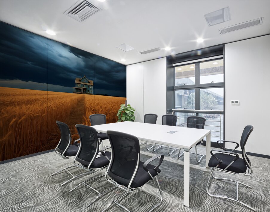 Historical – Golden Prairie Cabin Landscape Art Print Wall Printing