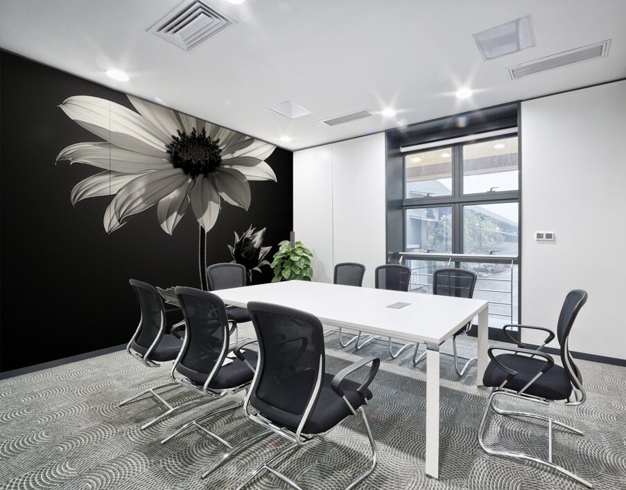 The Grace of Golden Hours – Monochrome Floral Art Print Wall Printing