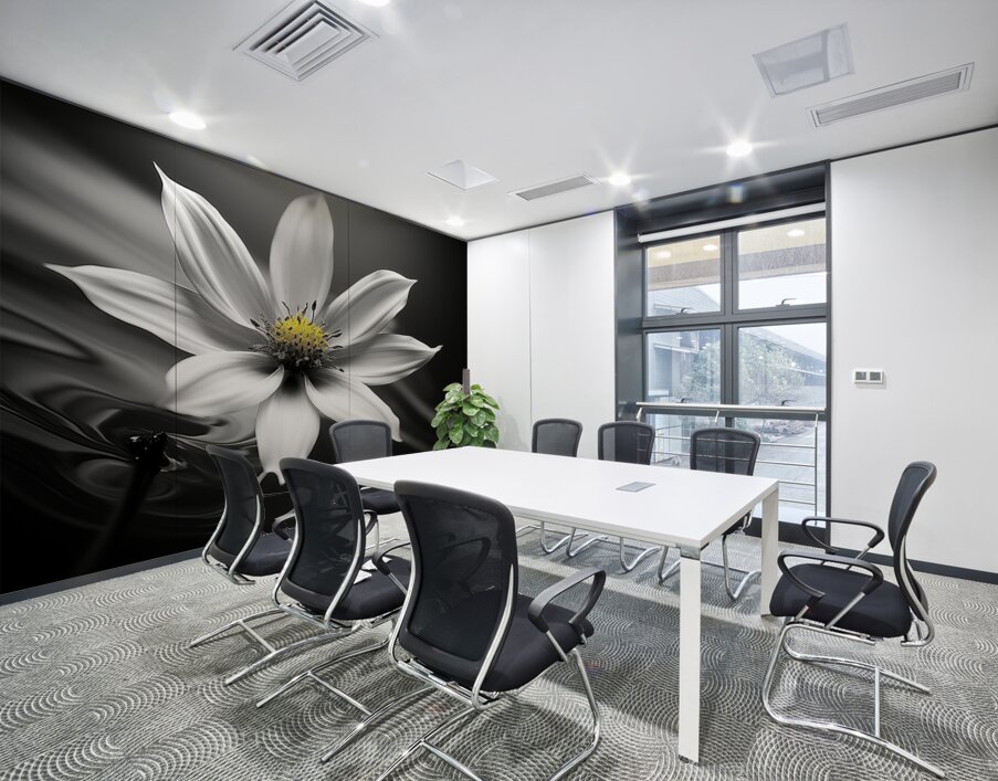 Eclipsed in Bloom – Monochrome Floral Art Print Wall Printing