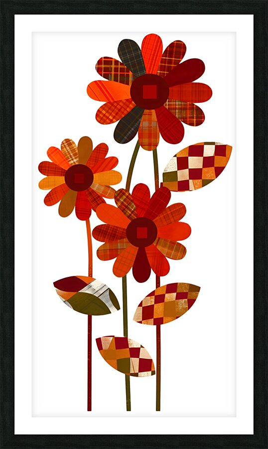Plaid Botanica 3 - Contemporary Floral Art Prints Picture Frame print