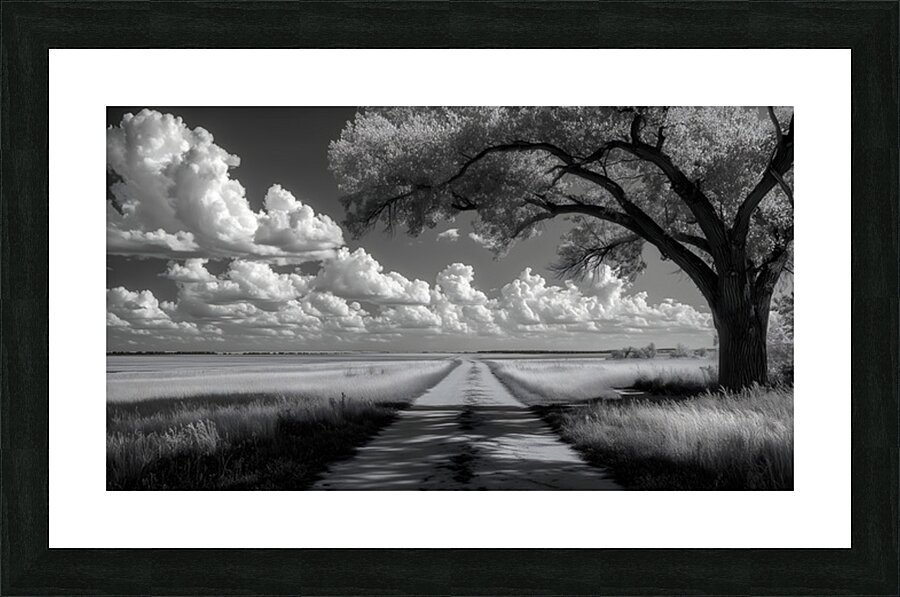 Prairie Road - Monochrome Landscape Art Prints Picture Frame print