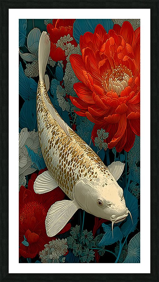 Seijaku No Naka 静寂の中 - In The Stillness - Japanese Koi Art Prints Picture Frame print