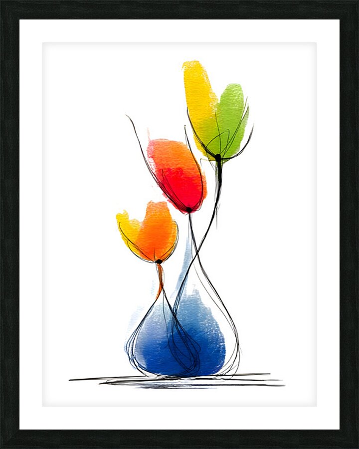 Threefold Harmony – Minimalist Watercolor Vase Print Picture Frame print
