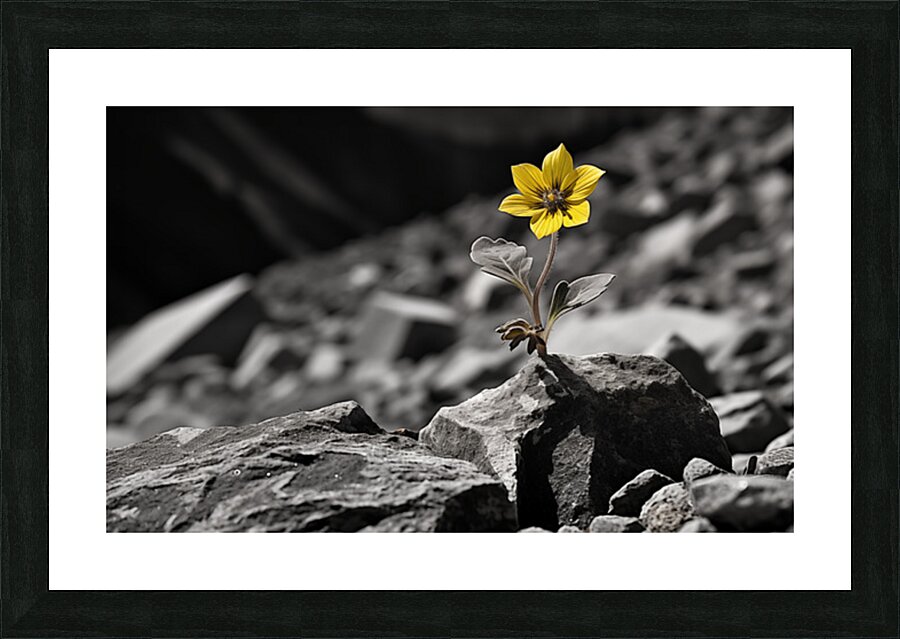 Resilient Heart – Yellow Flower Among Stones Print Picture Frame print