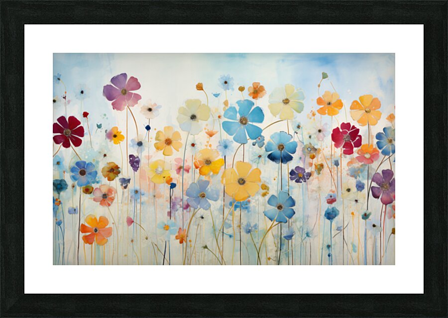 Flower Explosion – Colorful Wildflower Meadow Art Print Picture Frame print