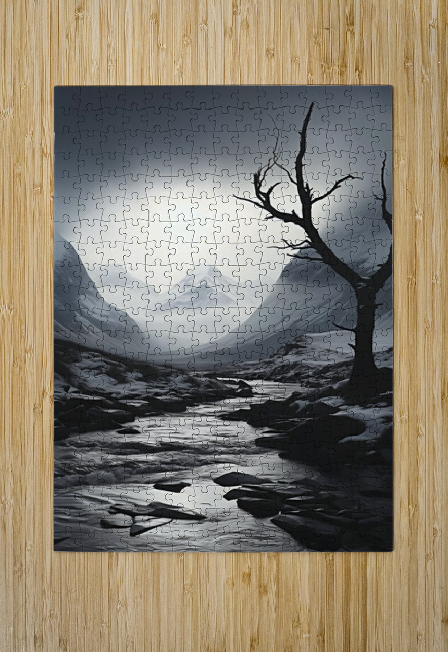 Where Silence Flows - Monochrome Landscape Art Prints Savage Art Prints Puzzle printing