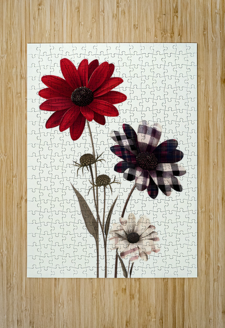 Plaid Botanica 30 - Contemporary Floral Art Prints Savage Art Prints Puzzle printing
