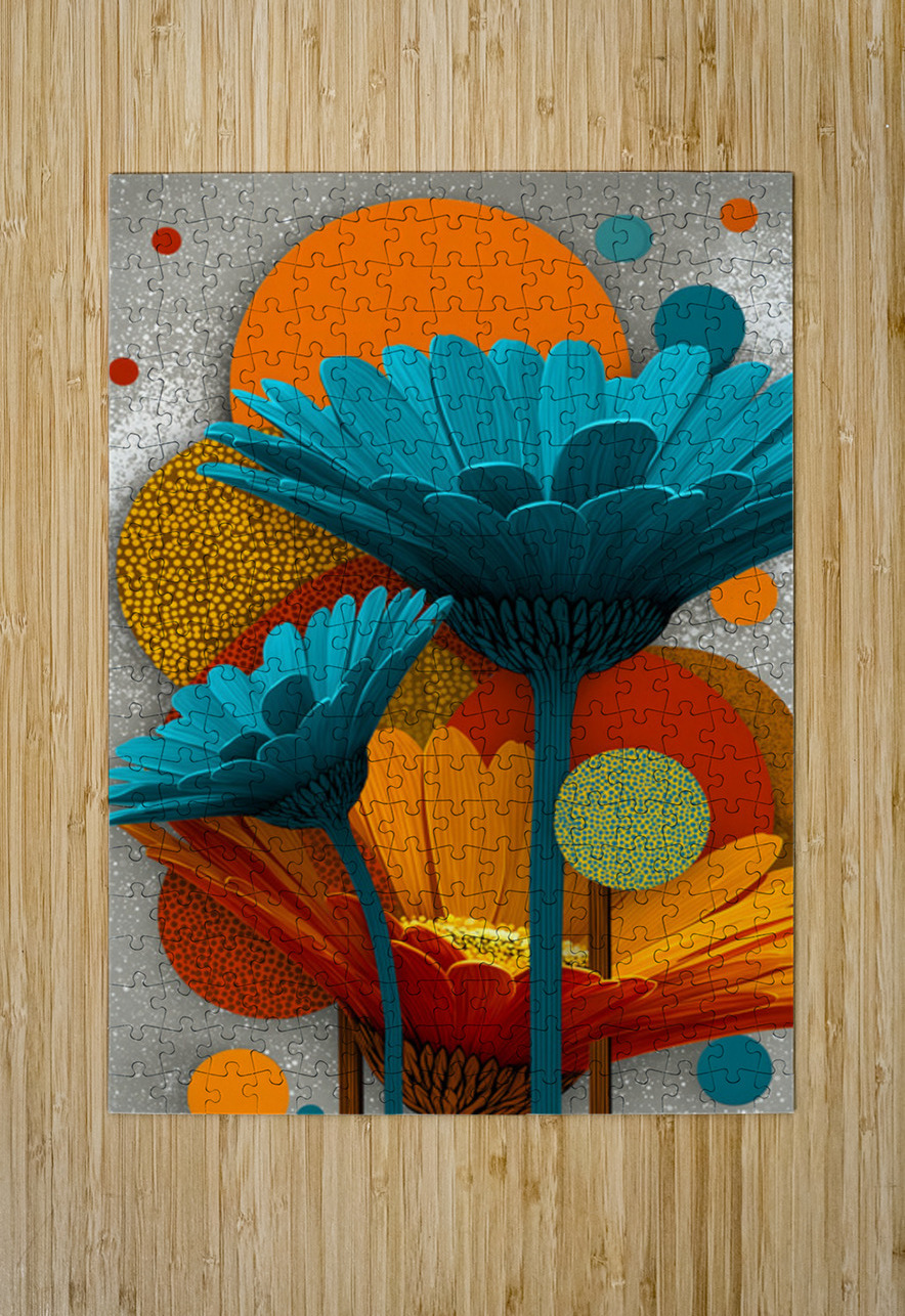 Atomic Petals – Modern Floral Art Print Savage Art Prints Puzzle printing