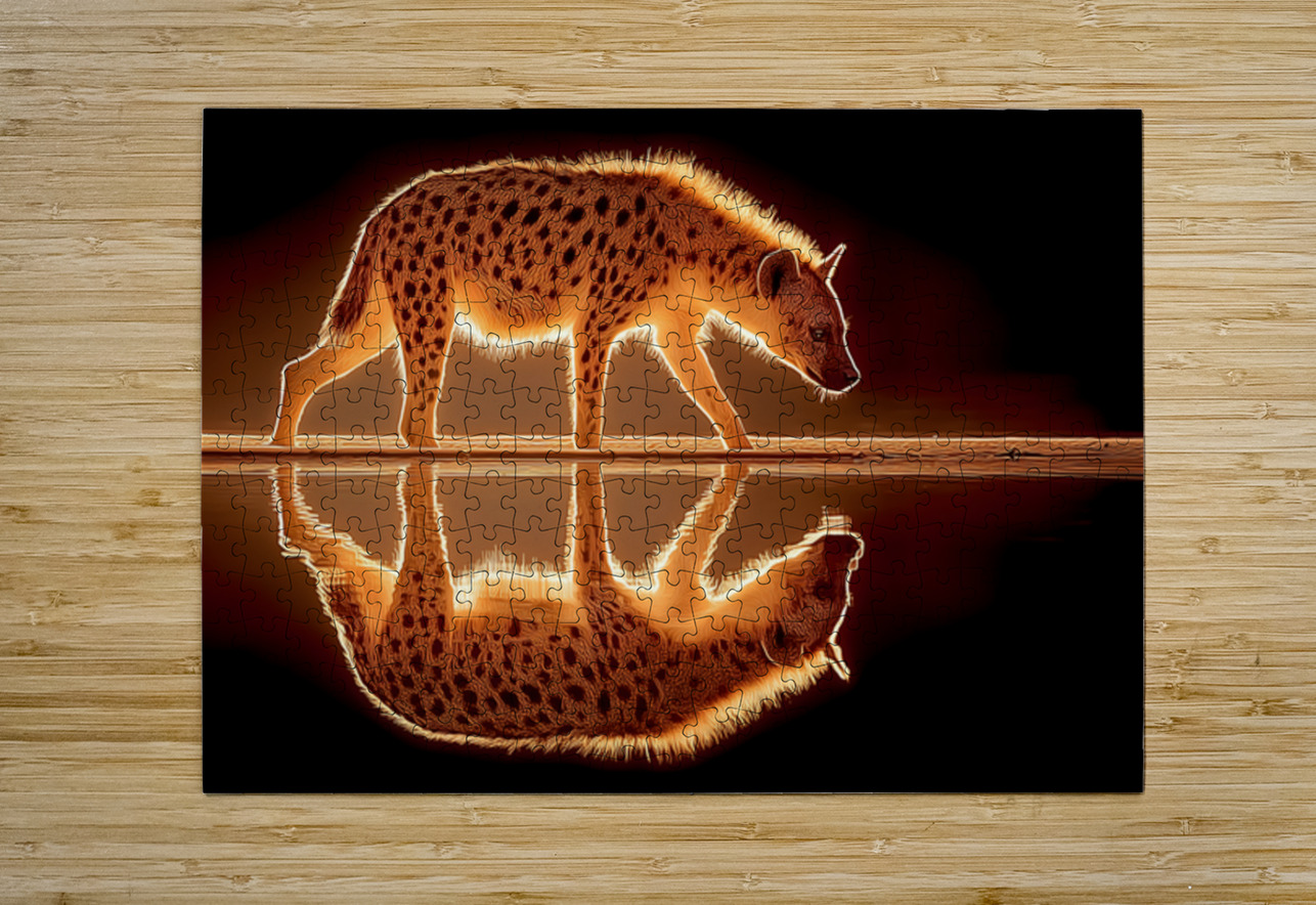Ember Stalker – Hyena Reflection Print Savage Art Prints Puzzle printing
