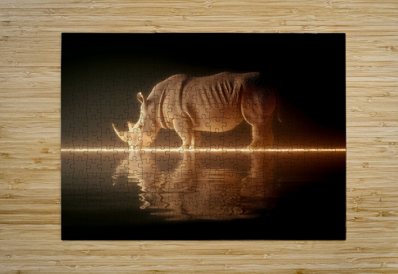 Luminous Giant – Rhinoceros Reflection Print Savage Art Prints Puzzle printing