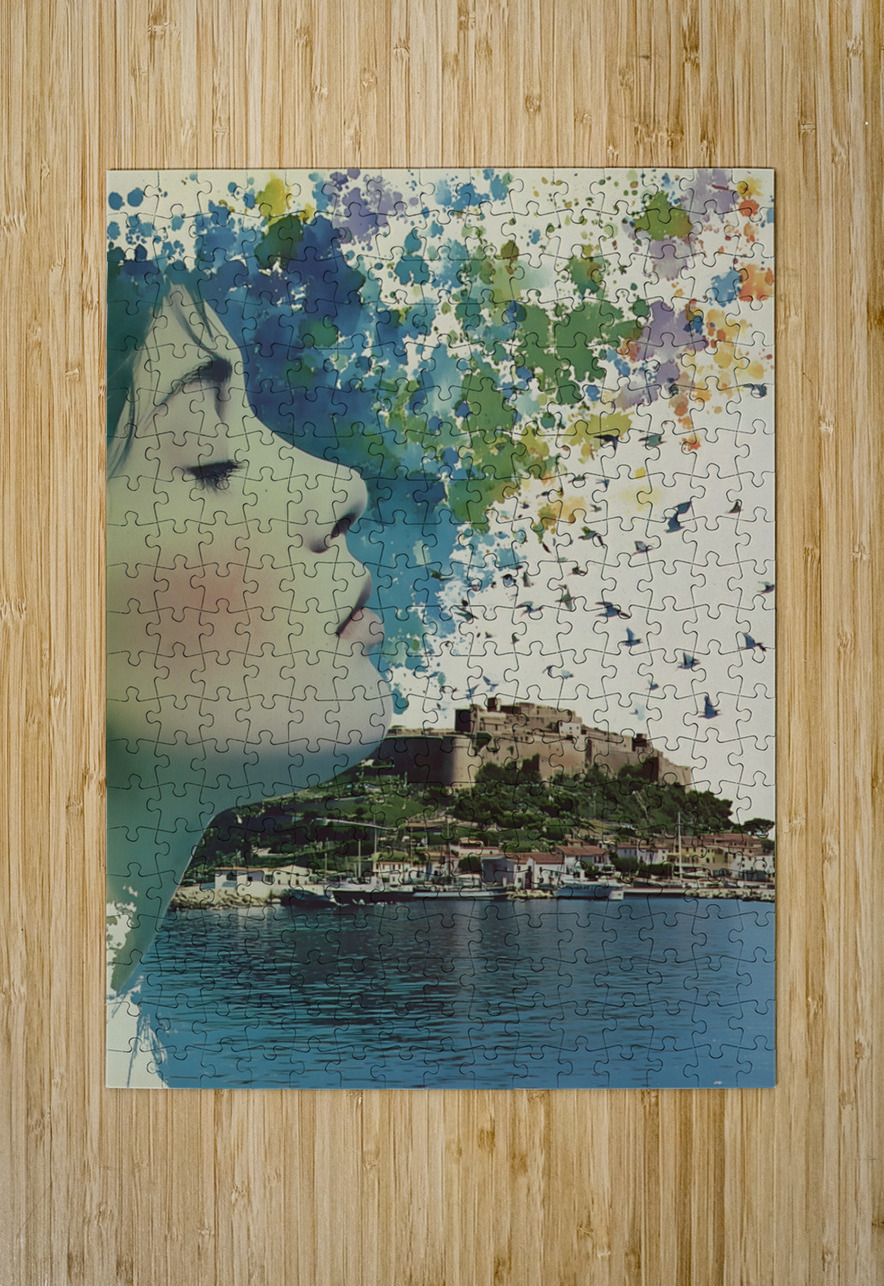 Memories in Blue – Vintage Collage Poster Art Print Savage Art Prints Puzzle printing