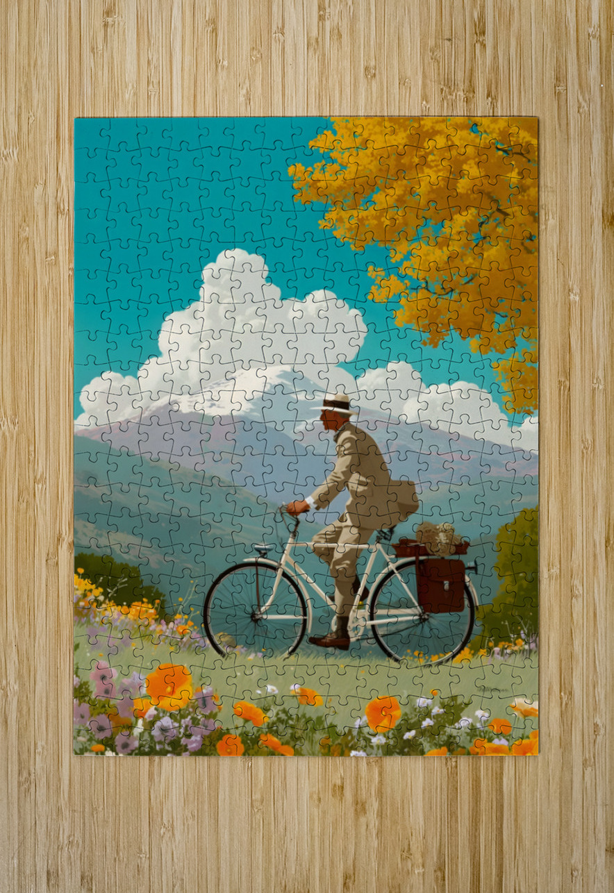 The Elegant Cyclist – Vintage Cycling Poster Art Print Savage Art Prints Puzzle printing