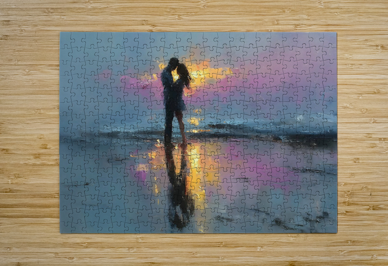 Sunset Kiss – Romantic Seascape Art Print Savage Art Prints Puzzle printing