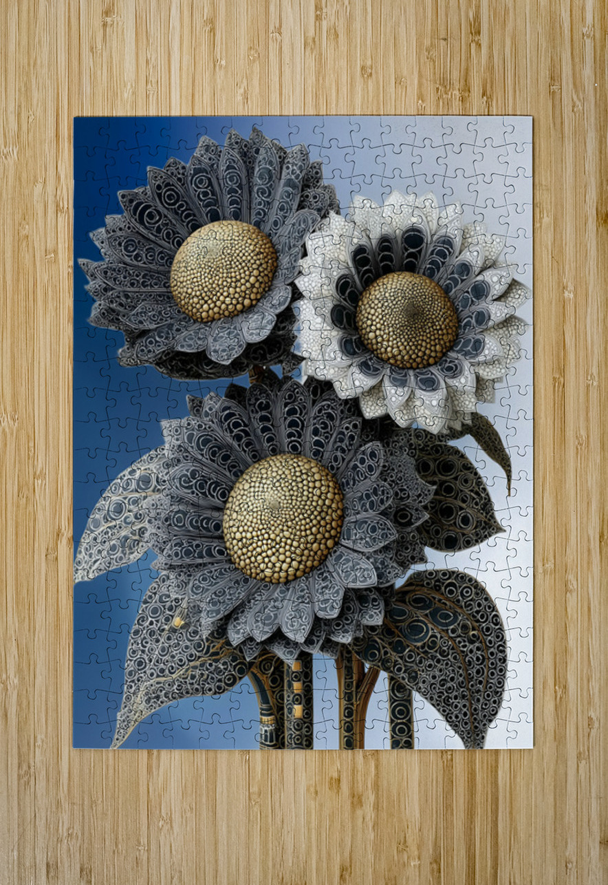 Gilded Sunflower Filigree – Ornate Floral Art Print Savage Art Prints Puzzle printing