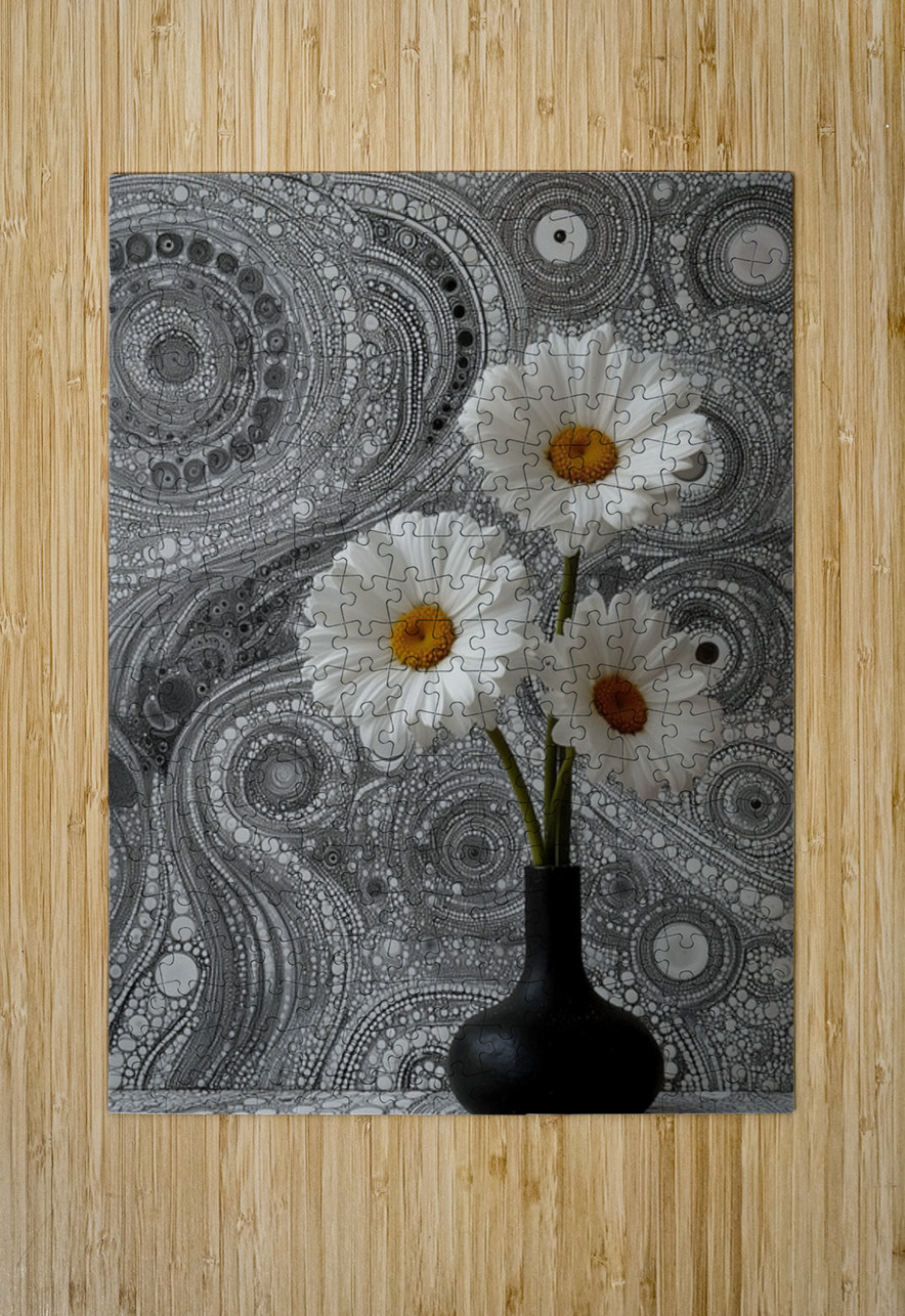 Gerbera – Daisy Flowers in Cosmic Pattern Print Savage Art Prints Puzzle printing