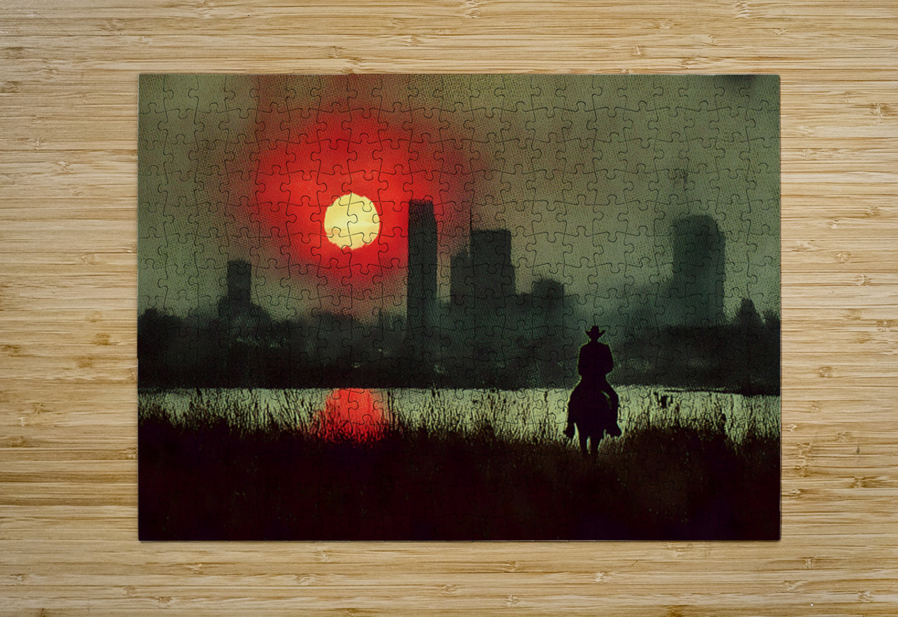 Urban Cowboy – Cinematic Urban Landscape Print Savage Art Prints Puzzle printing