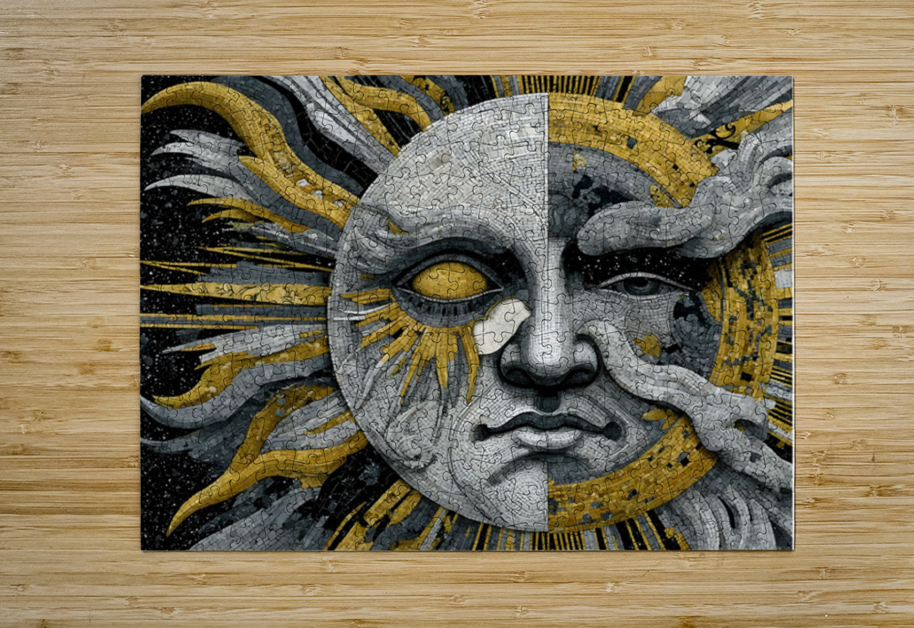 Gilded Sun  Silver Moon – Celestial Wall Art Print Savage Art Prints Puzzle printing
