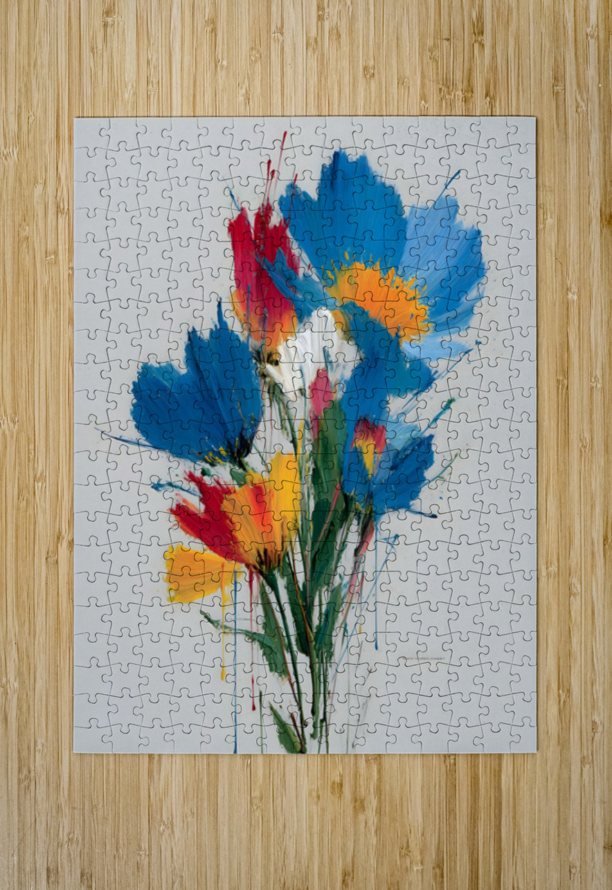 Primary Bloom – Abstract Floral Energy Print Savage Art Prints Puzzle printing