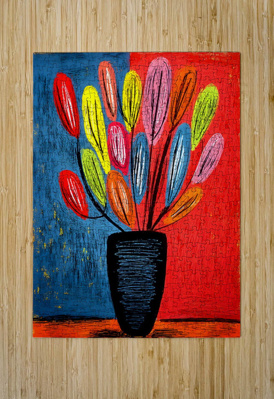 Dual Spectrum Blooms – Color Fusion Floral Print Savage Art Prints Puzzle printing