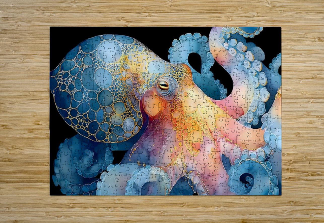 Abyssal Gold – Octopus Luminescence Print Savage Art Prints Puzzle printing