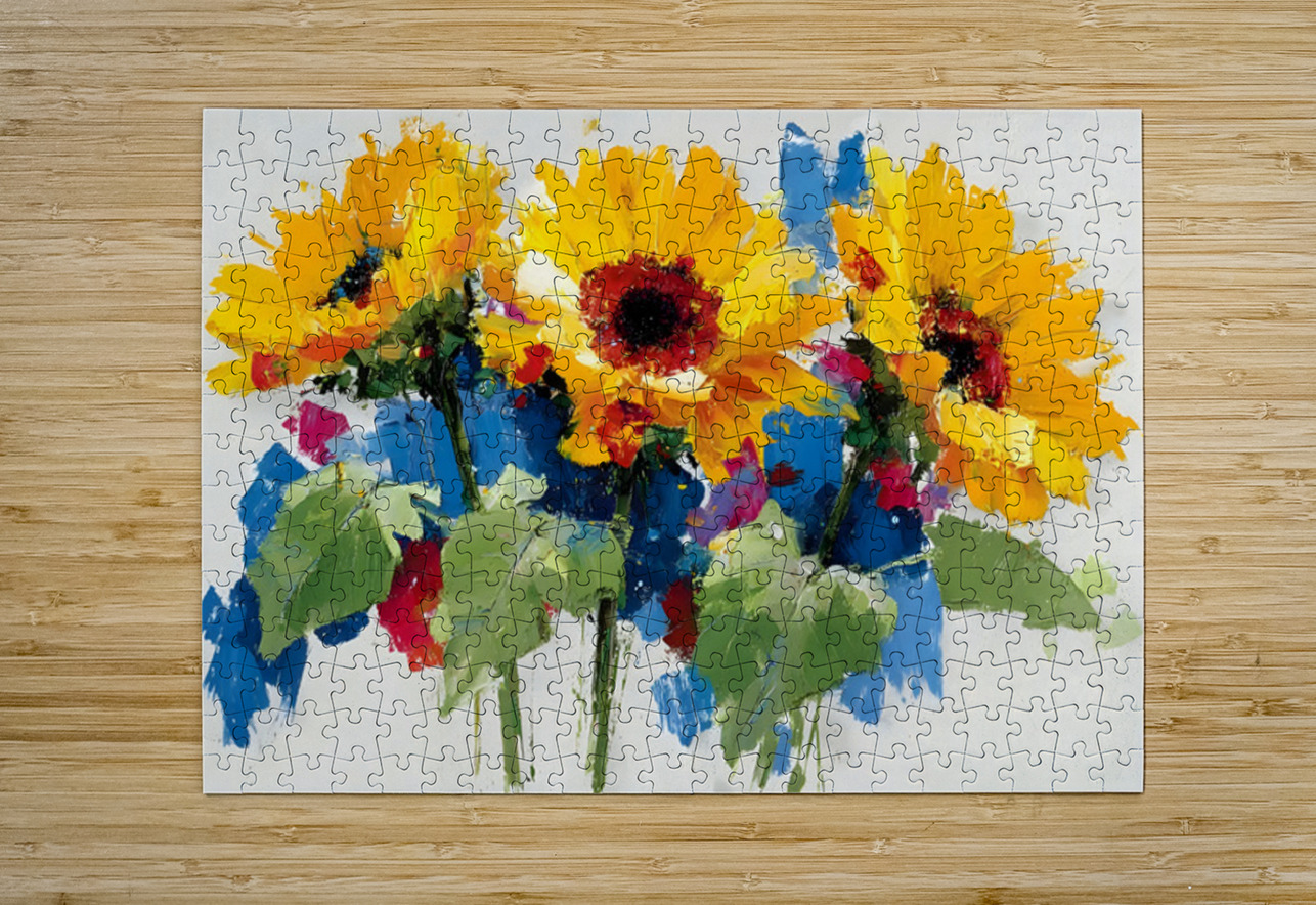 Palette of Sunlight – Sunflower Impasto Print Savage Art Prints Puzzle printing