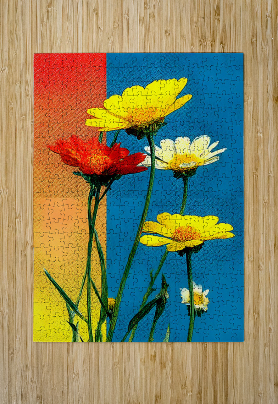 Rainbow Bloom – Color Block Daisy Print Savage Art Prints Puzzle printing