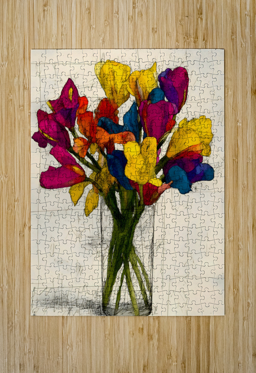 Rainbow Bouquet – Vibrant Floral Still Life Print Savage Art Prints Puzzle printing