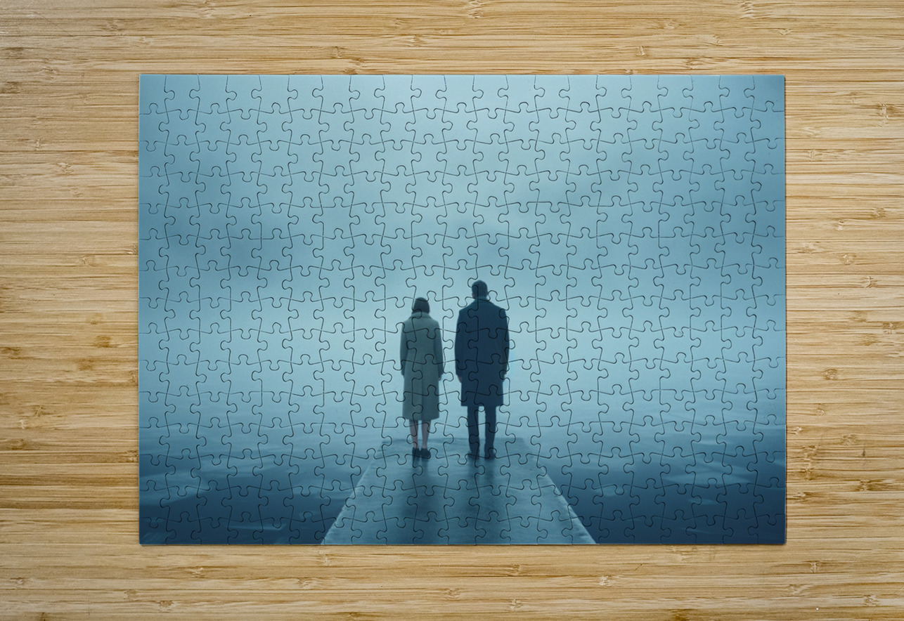 Together at the Shore – Moody Minimalist Couple Photography Print Savage Art Prints Puzzle printing