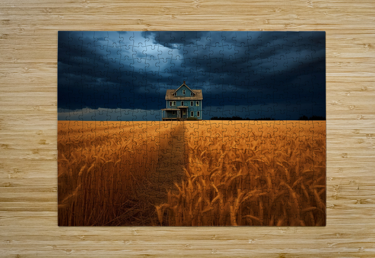 Historical – Golden Prairie Cabin Landscape Art Print Savage Art Prints Puzzle printing