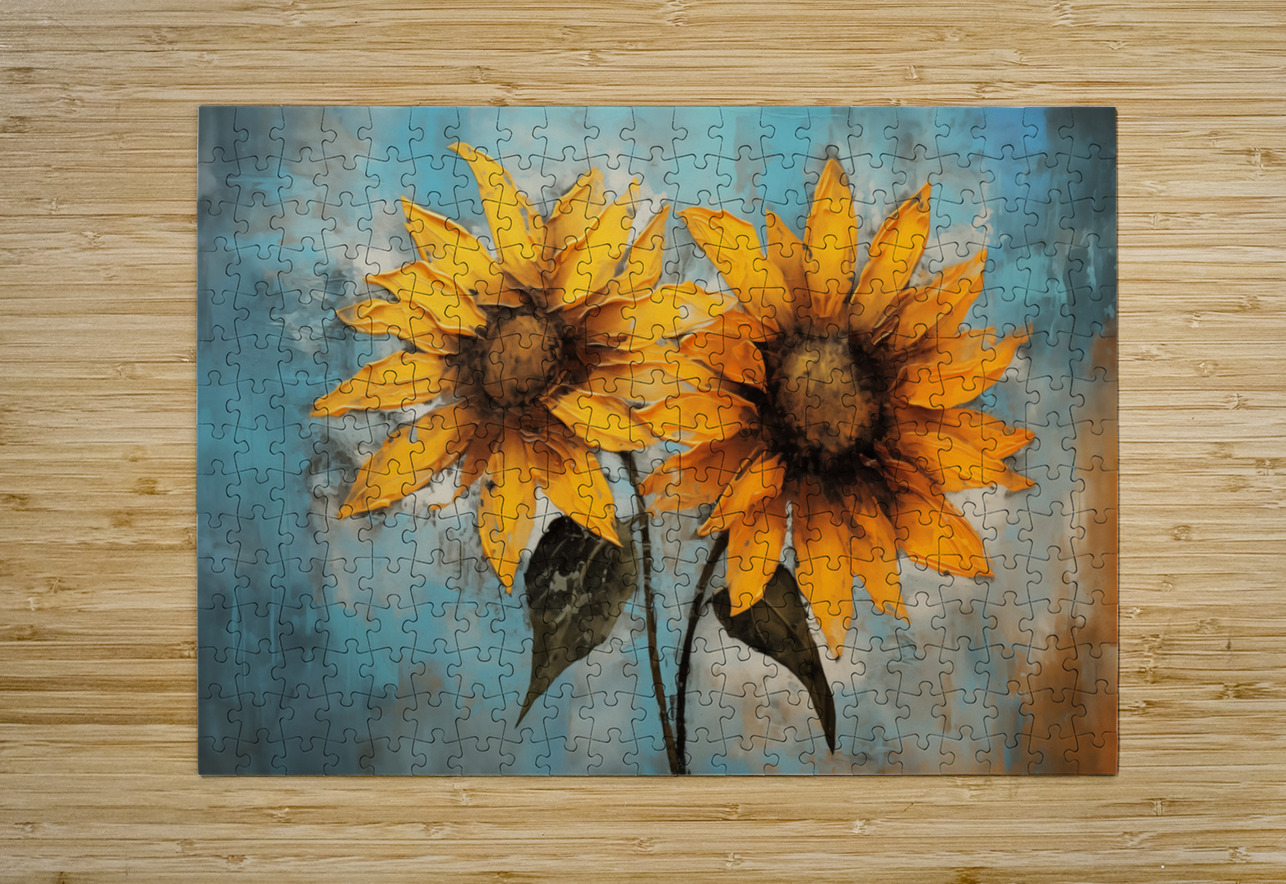 Allure - Sunflower Duo - Modern Floral Art Prints Savage Art Prints Puzzle printing