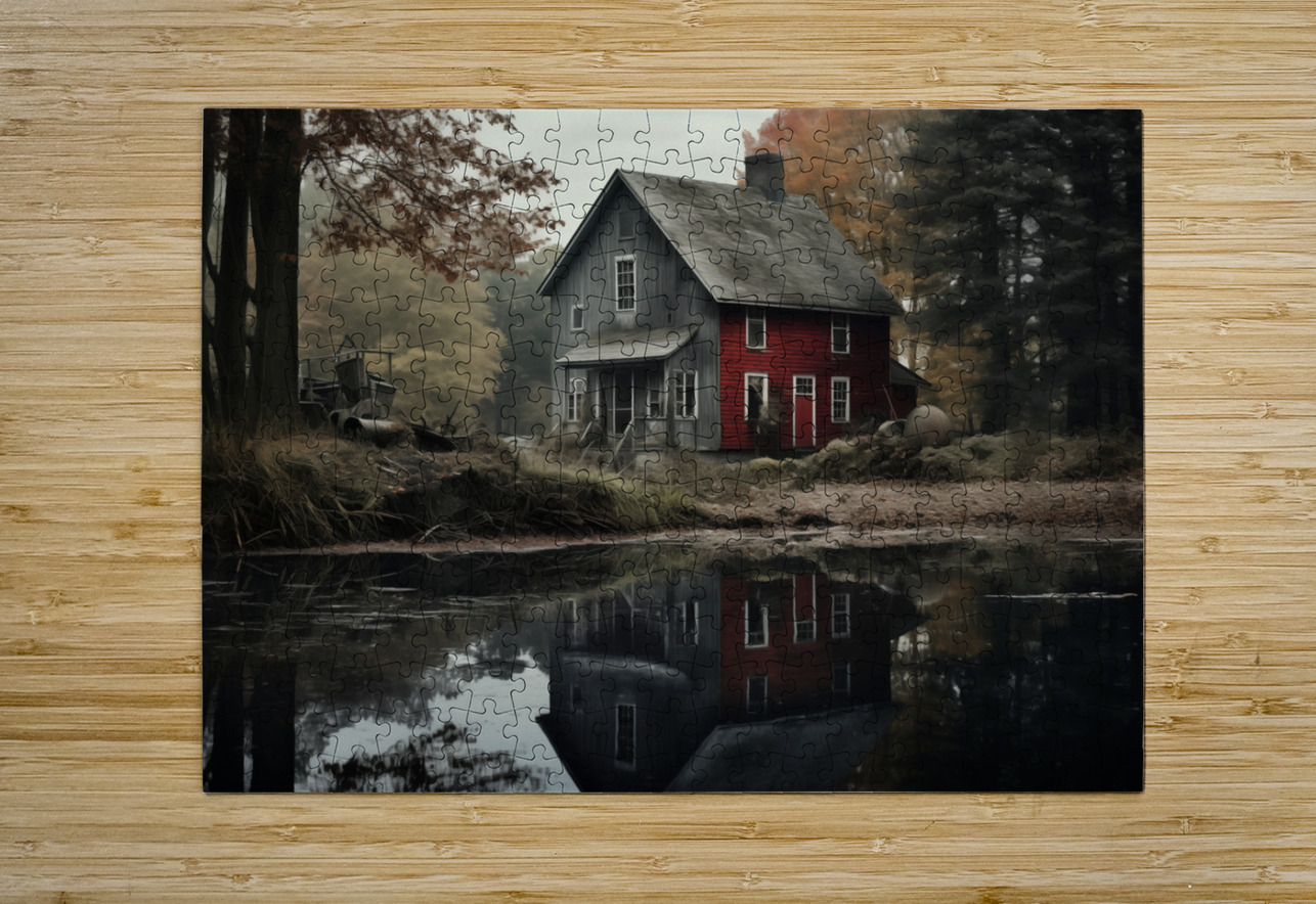 Farmhouse – Rustic Country Landscape Art Print Savage Art Prints Puzzle printing