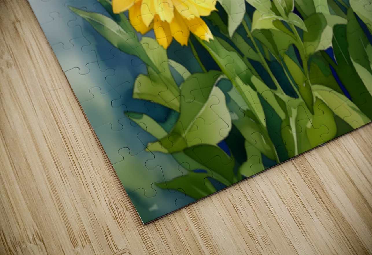 Golden Blooms – A Watercolor Celebration - Sunflower Watercolor Art Prints Savage Art Prints Puzzle