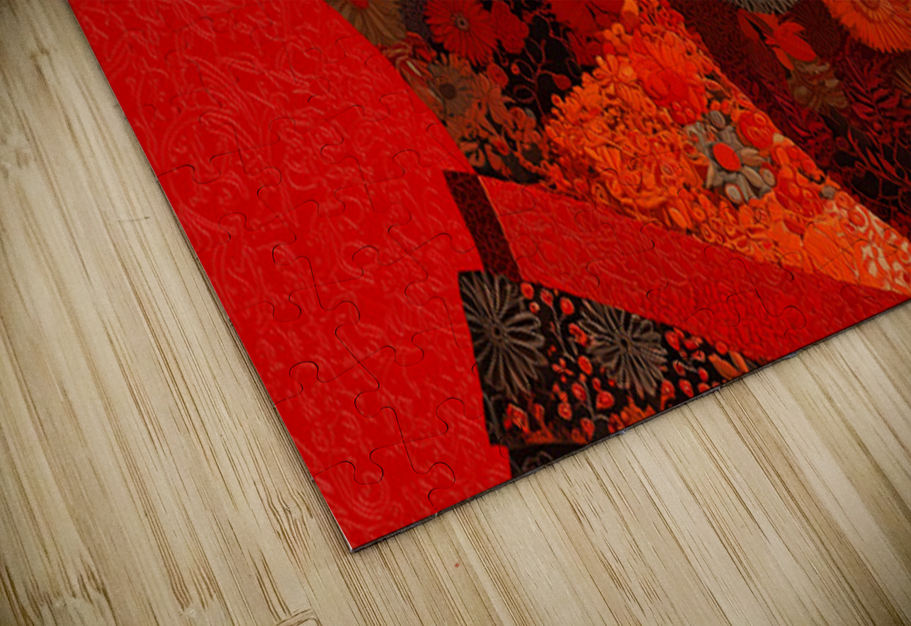 Mind in Bloom - Red Floral Mosaic Portrait Art Print Savage Art Prints Puzzle