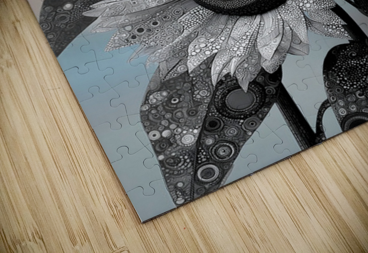 Ink & Ivory Sunflowers – Black & White Floral Art Print Savage Art Prints Puzzle