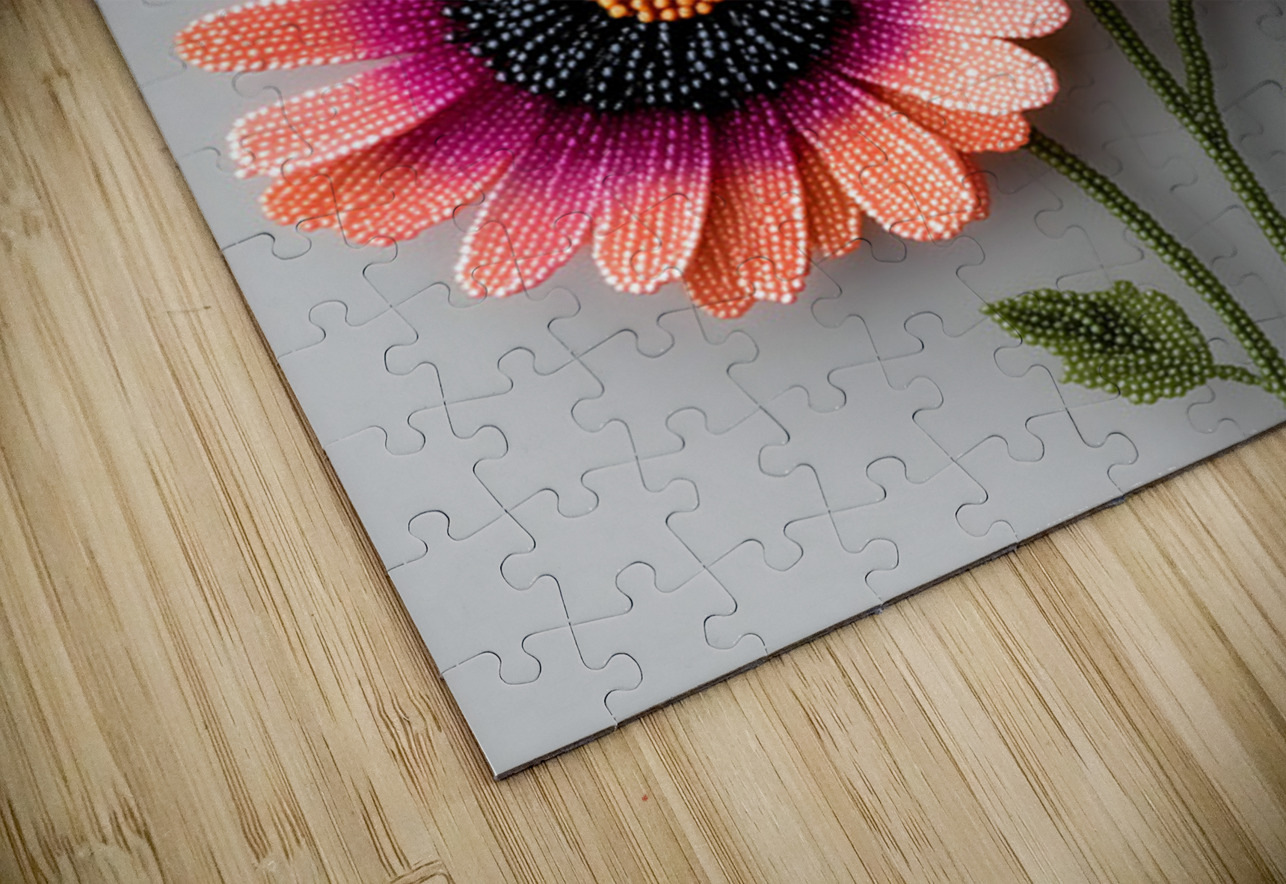 Beaded Blossoms – Textured Pink Daisy Abstract Print Savage Art Prints Puzzle