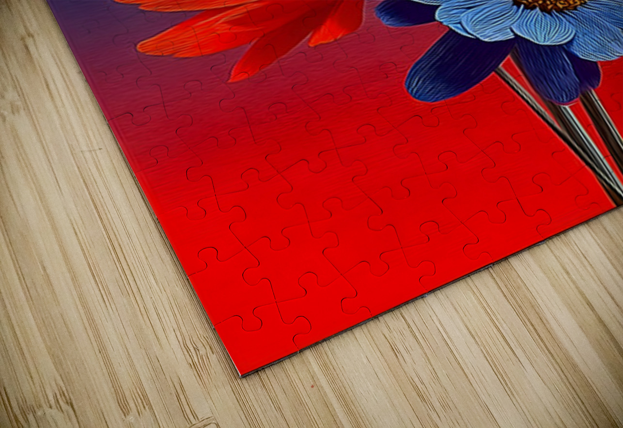 Patriotic Daisies – Red White Blue Floral Print Savage Art Prints Puzzle