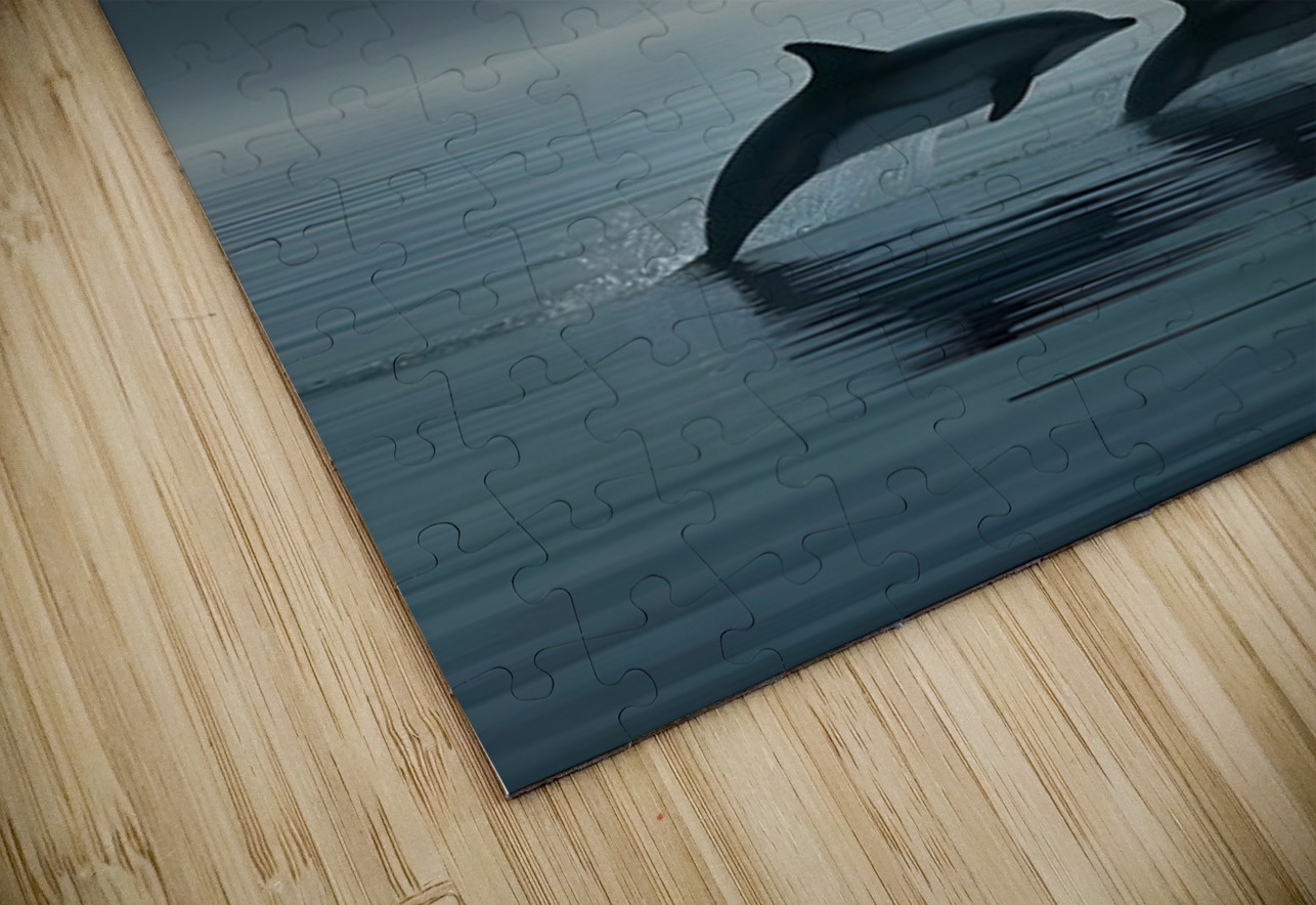 Misty Dolphins – Serene Ocean Leap Print Savage Art Prints Puzzle