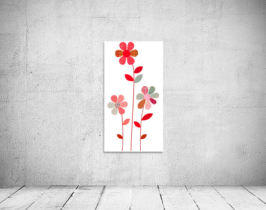 Plaid Botanica 21 - Modern Retro Floral Art Prints Wall Preview