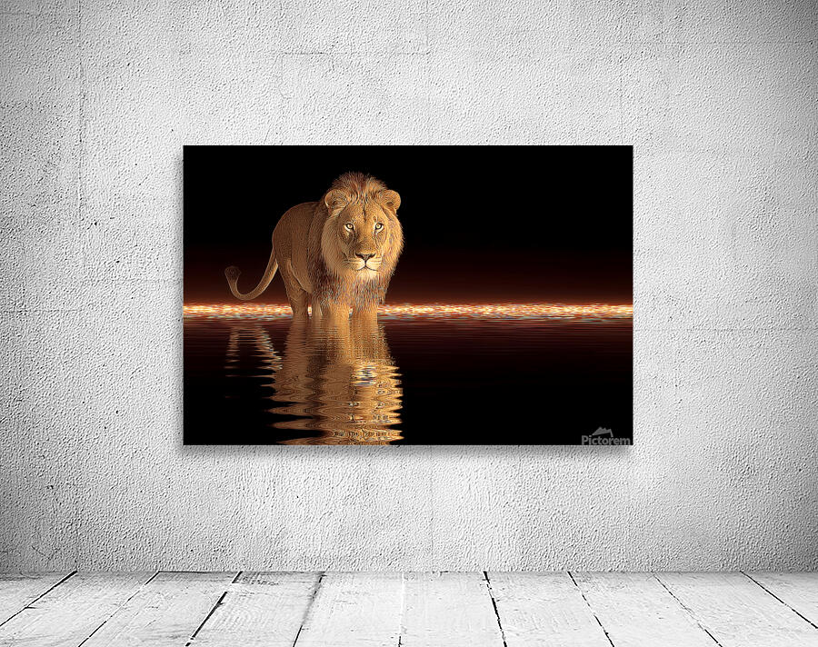 Crowned Silence – Lion Reflection Print Wall Preview