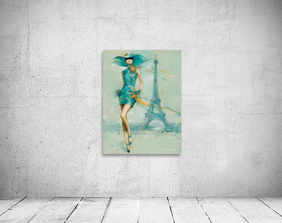 The Lady in Turquoise – Vintage Fashion Art Print Wall Preview