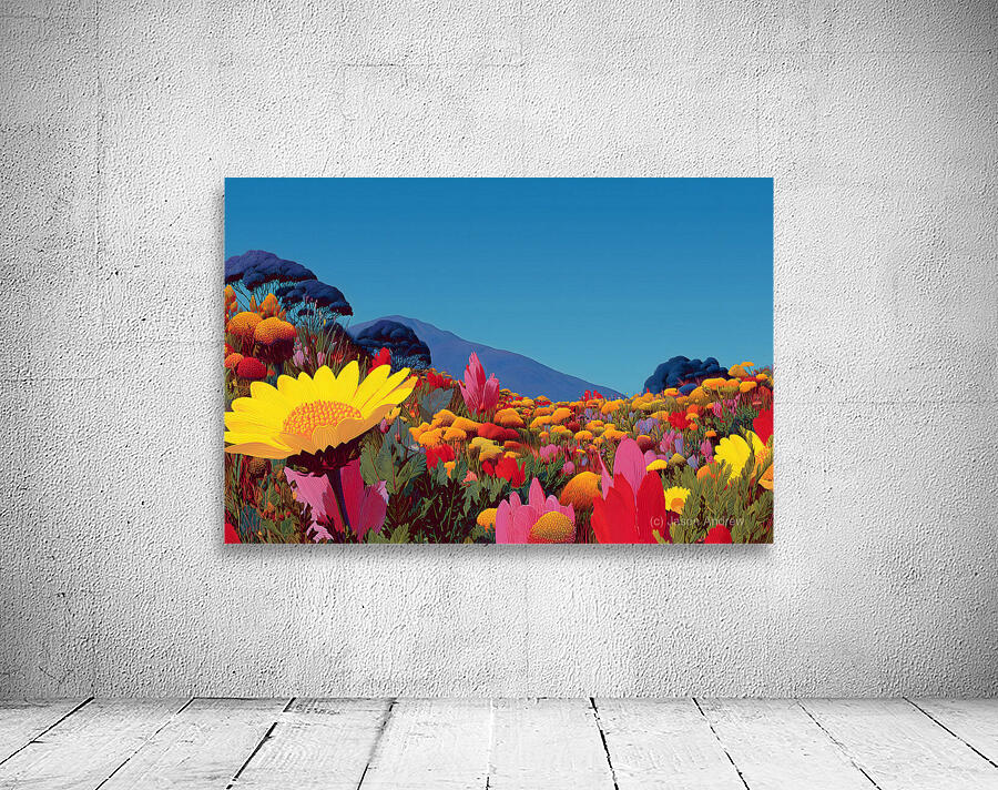 Radiant Bloom – Floral Landscape Art Print Wall Preview