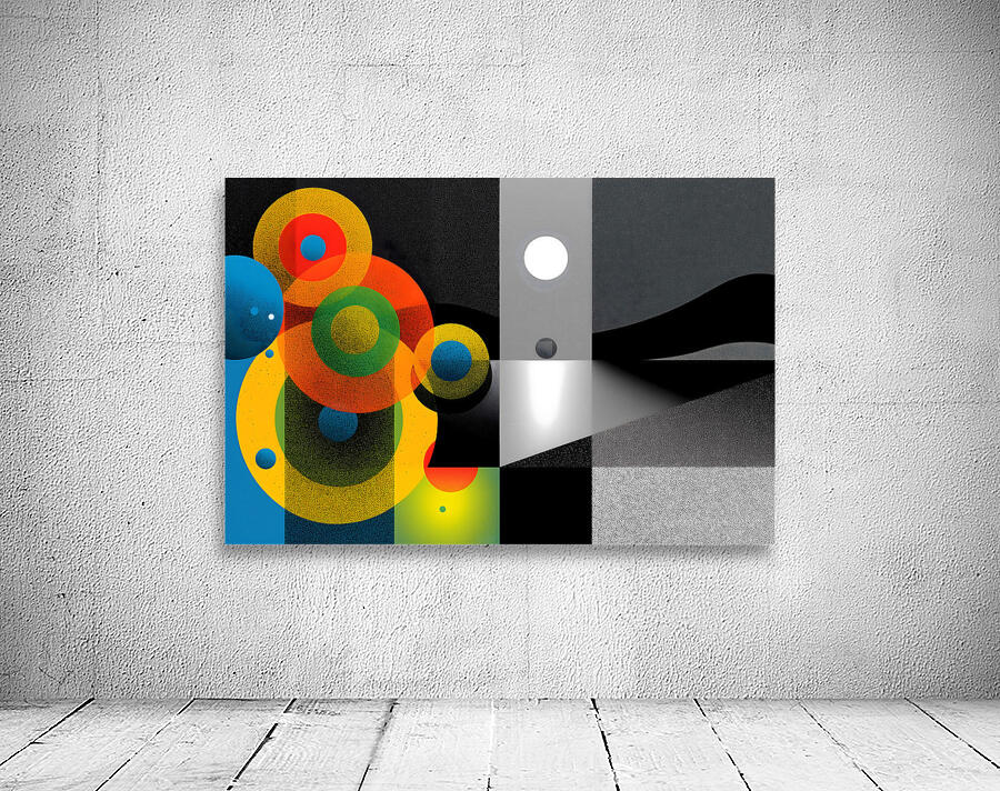 Orbit Spectrum – Color Meets Monochrome Abstract Art Print Wall Preview