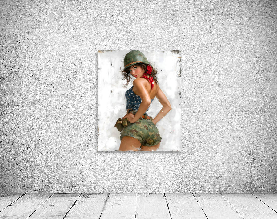 Liberty Pin Up – Vintage Army Muse Art Print Wall Preview