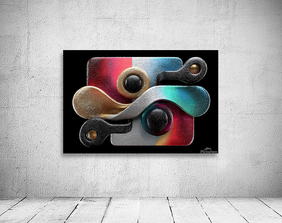 Gold & Blue Loops – Modern Abstract Wall Art Print Wall Preview