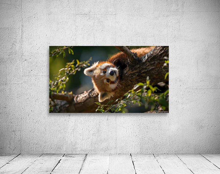 Forest Acrobat – Red Panda Print Wall Preview