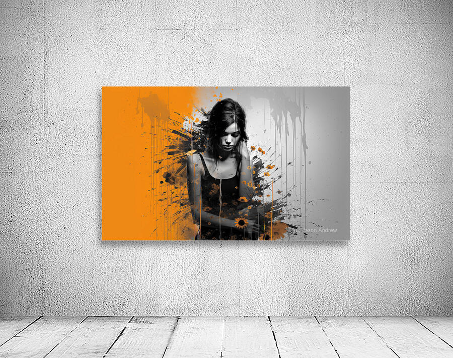 Contrast – Monochrome Splash Portrait Print Wall Preview