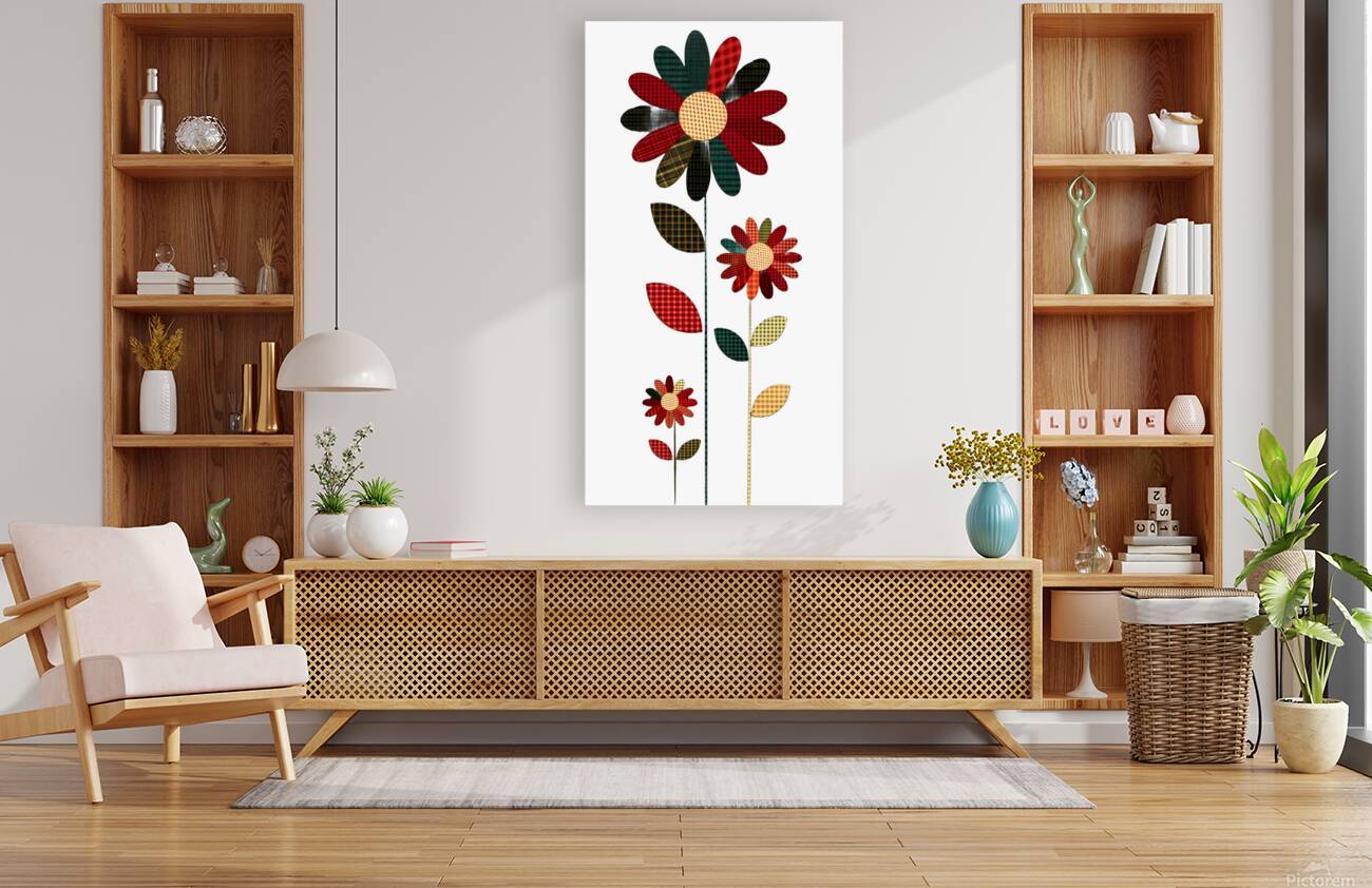 Plaid Botanica 1 - Modern Floral Art Prints Reproduction
