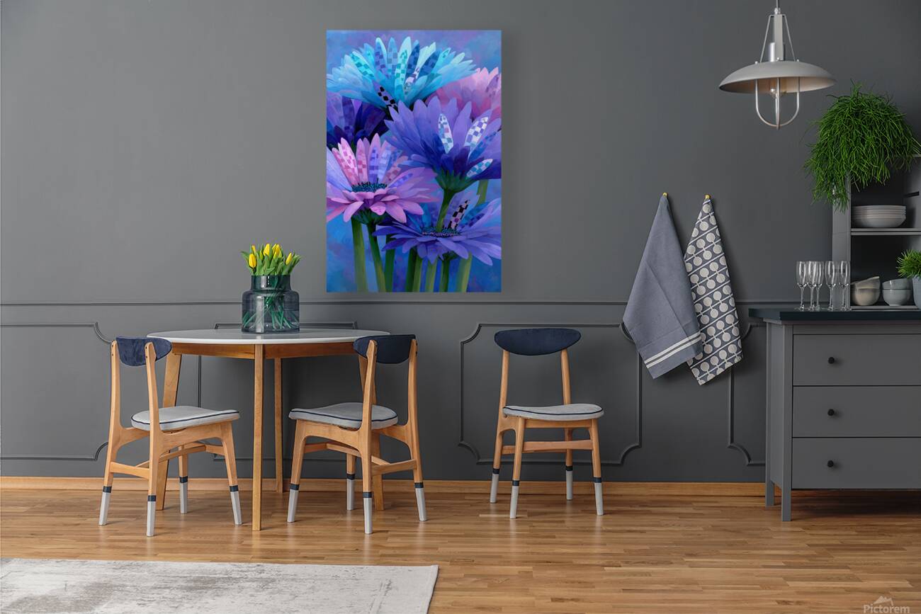 Bleu Botanique - Botanical Blue - Modern Floral Art Prints Reproduction