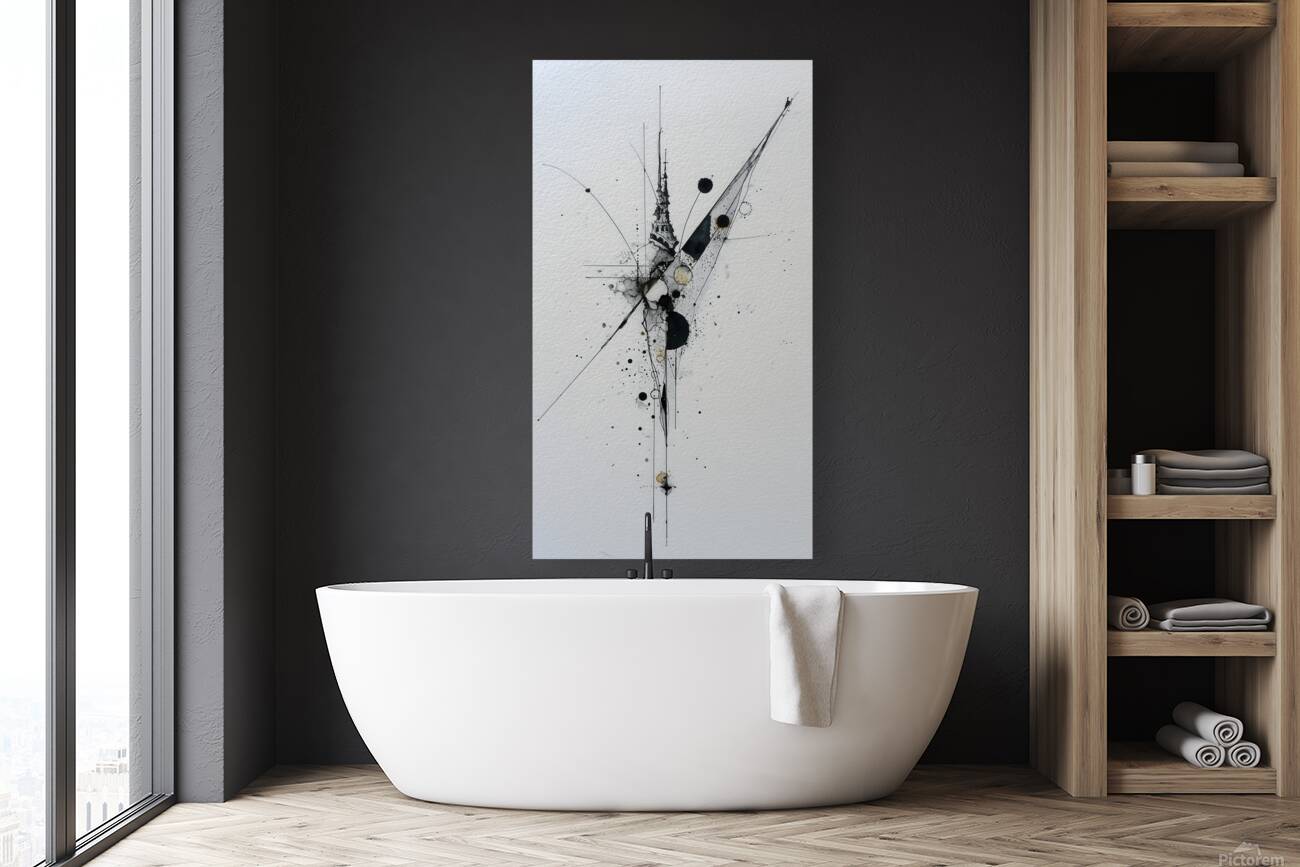 Ink Meridian – Minimal Line  Dot Study Print Reproduction